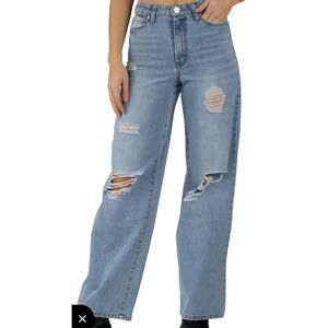 Indigo Rein Skater Jeans Pants High Rise Flare Slouchy Distress Junior's 15 - XL